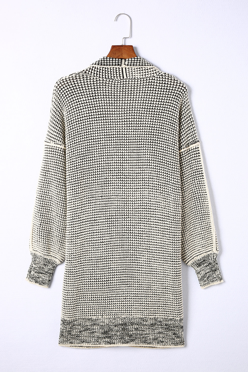 Apricot Chunky Waffle Knit Oversized Collar Cardigan