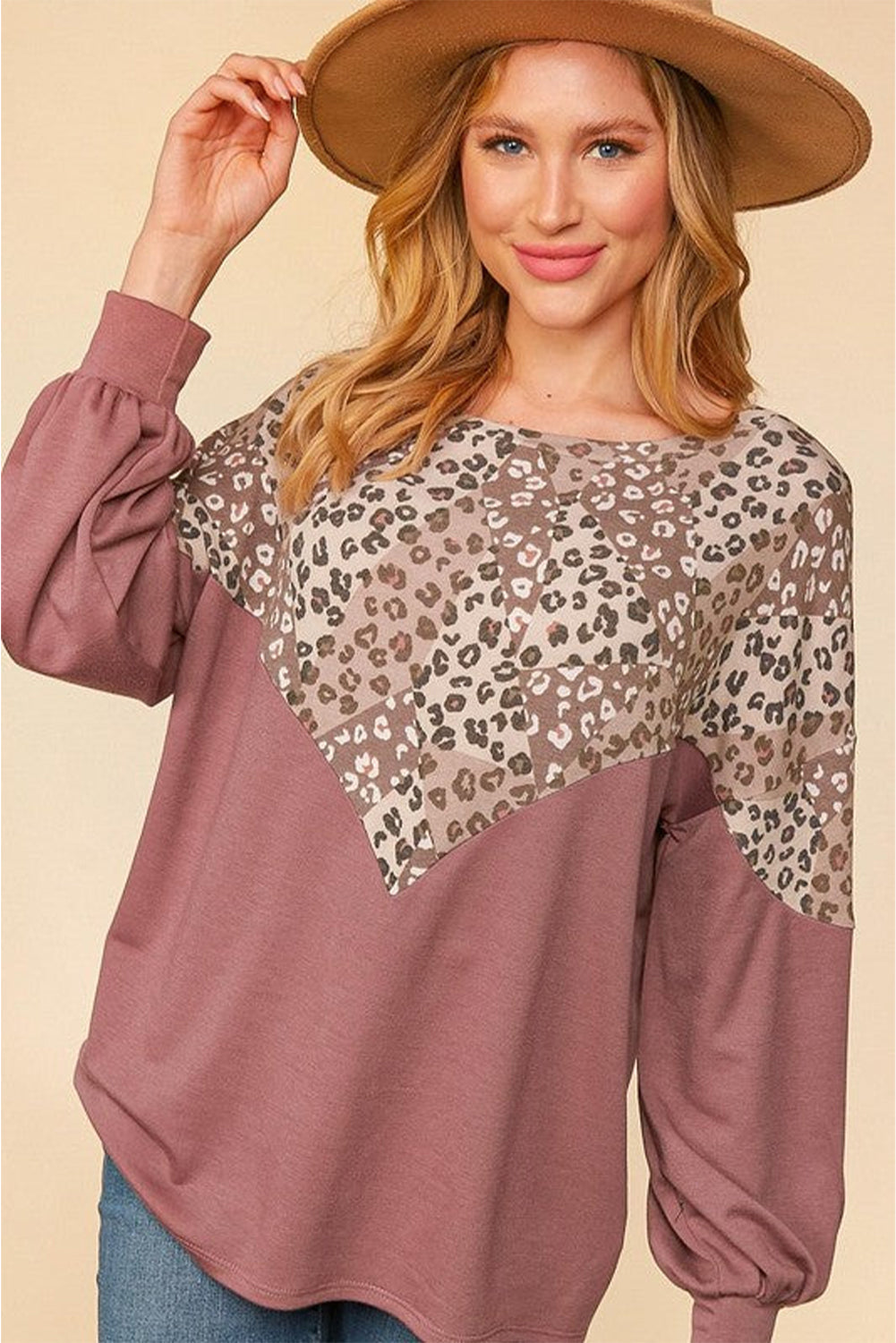 Animal Print Patchwork Top