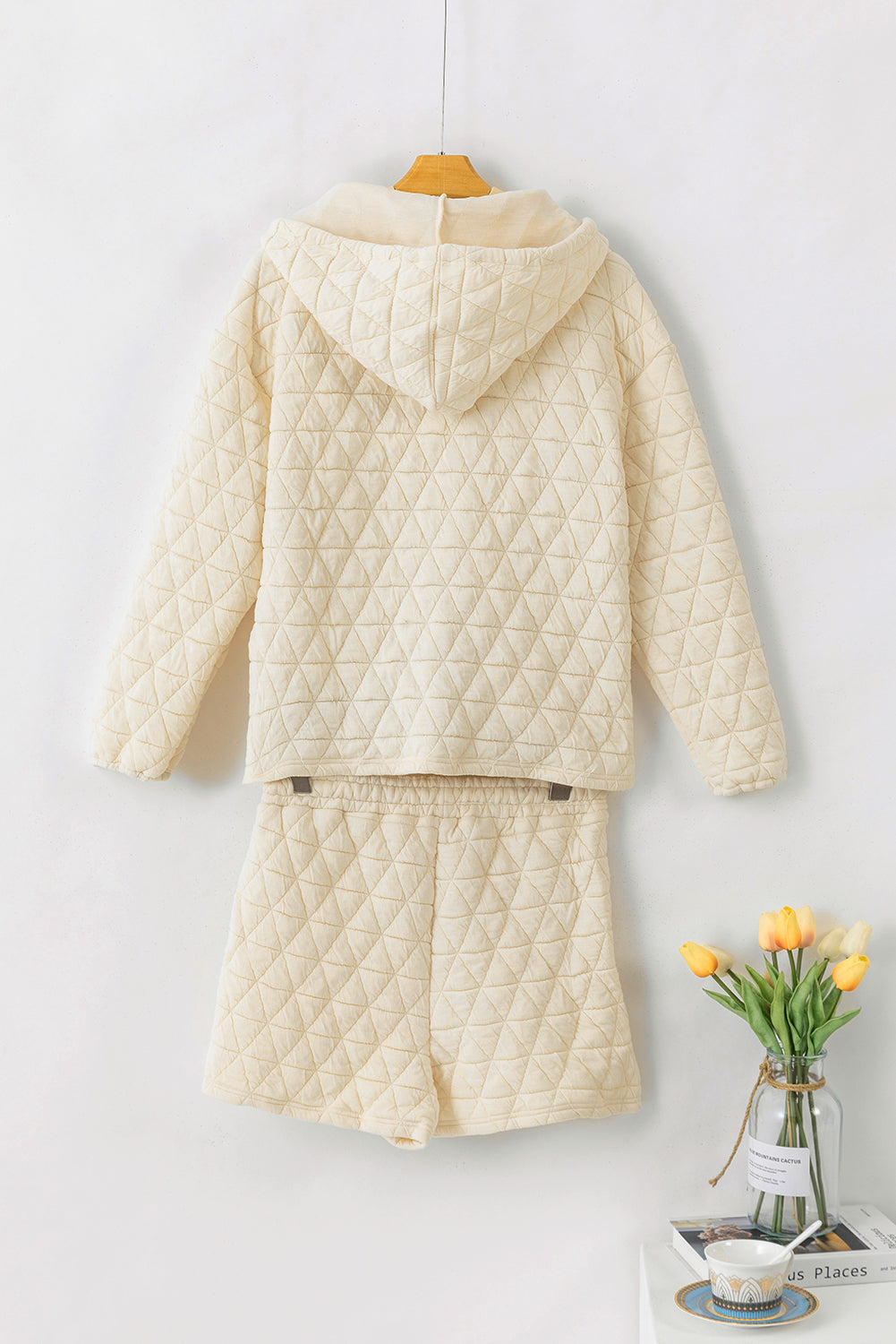 Parchment Quilted Patchwork Exposed Seam Hoodie