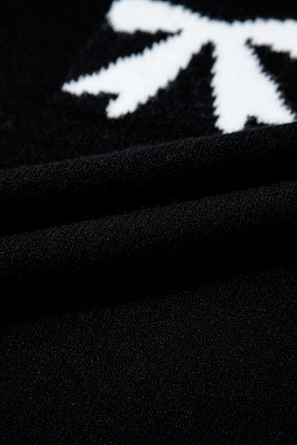 Black Bow Pattern Knit Short Sleeve Sweater