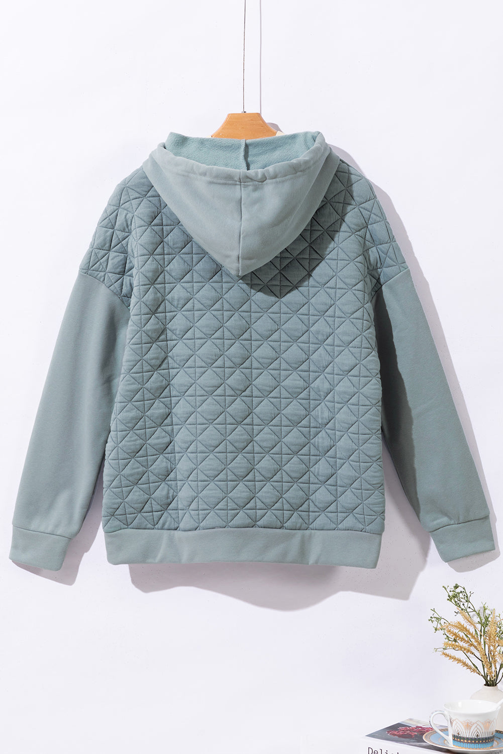 Parchment Quilted Patchwork Exposed Seam Hoodie