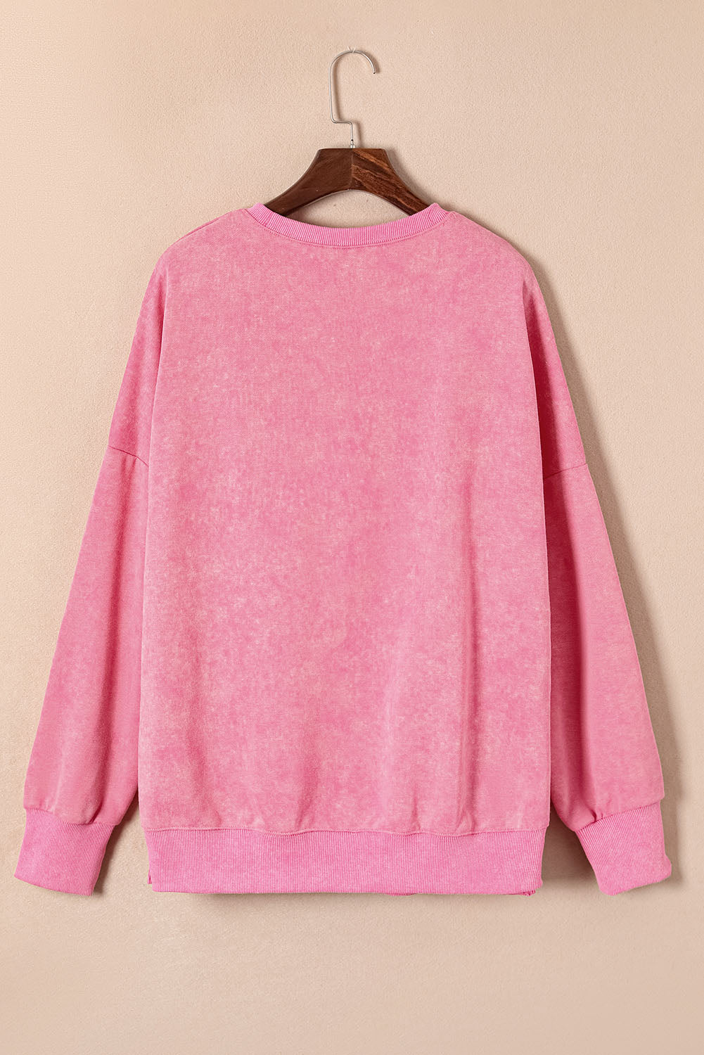 Leopard Print Drop Shoulder Slit Oversized Sweatshirt
