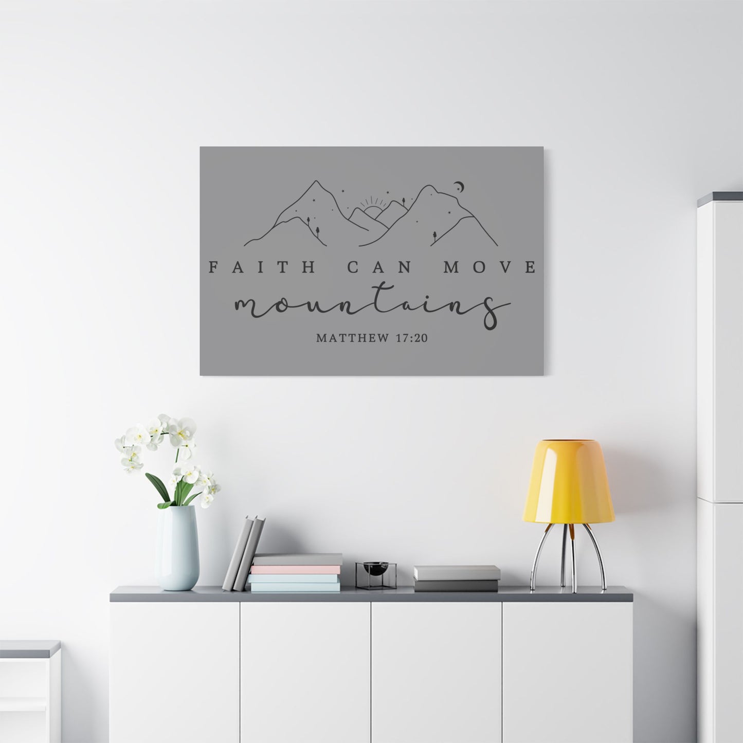 Faith Can Move Mountains Satin Canvas, Stretched