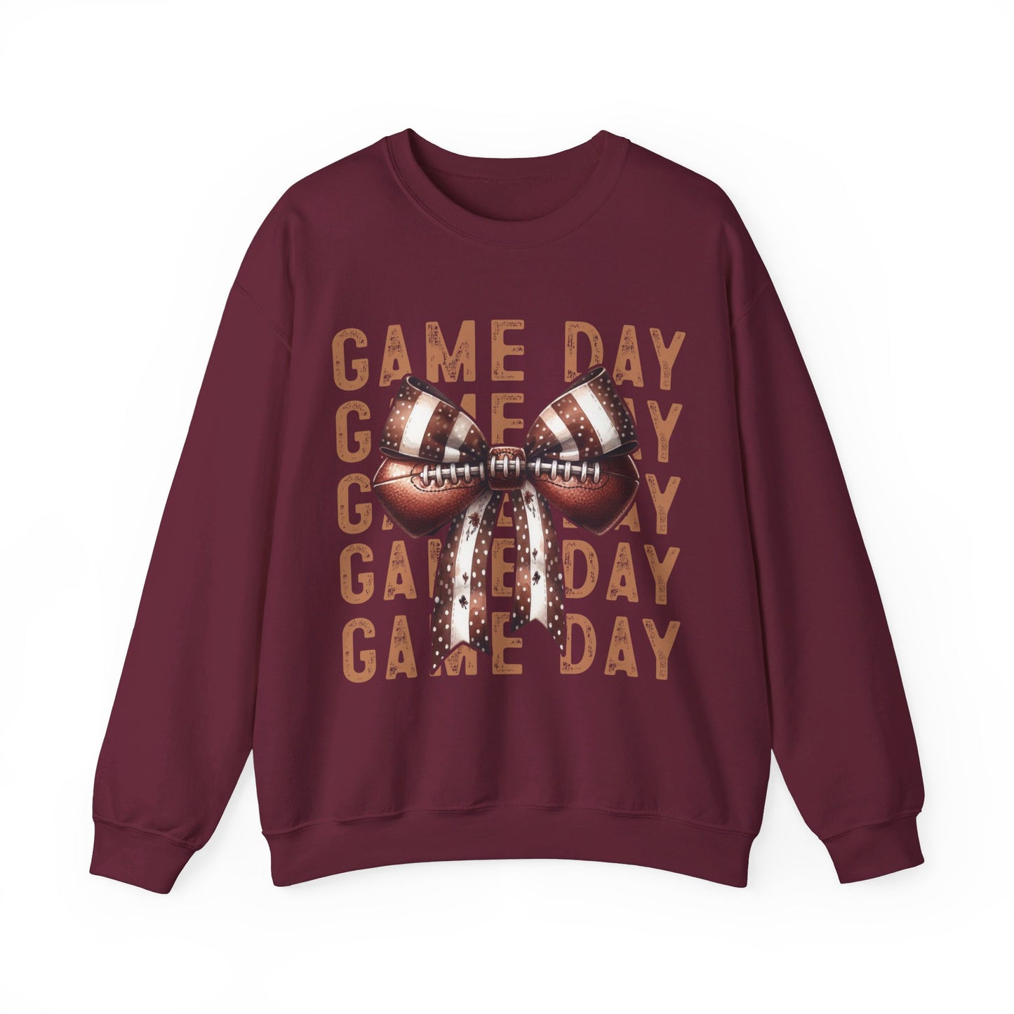Game Day Football Bow Heavy Blend™ Crewneck Sweatshirt