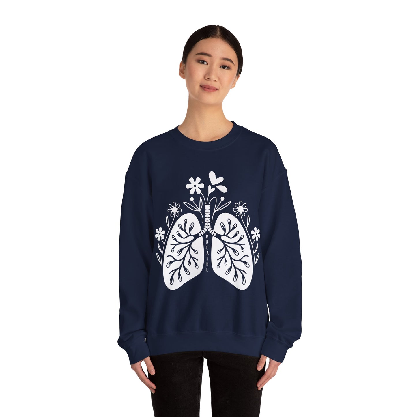 Breathe Floral Lungs Heavy Blend™ Crewneck Sweatshirt