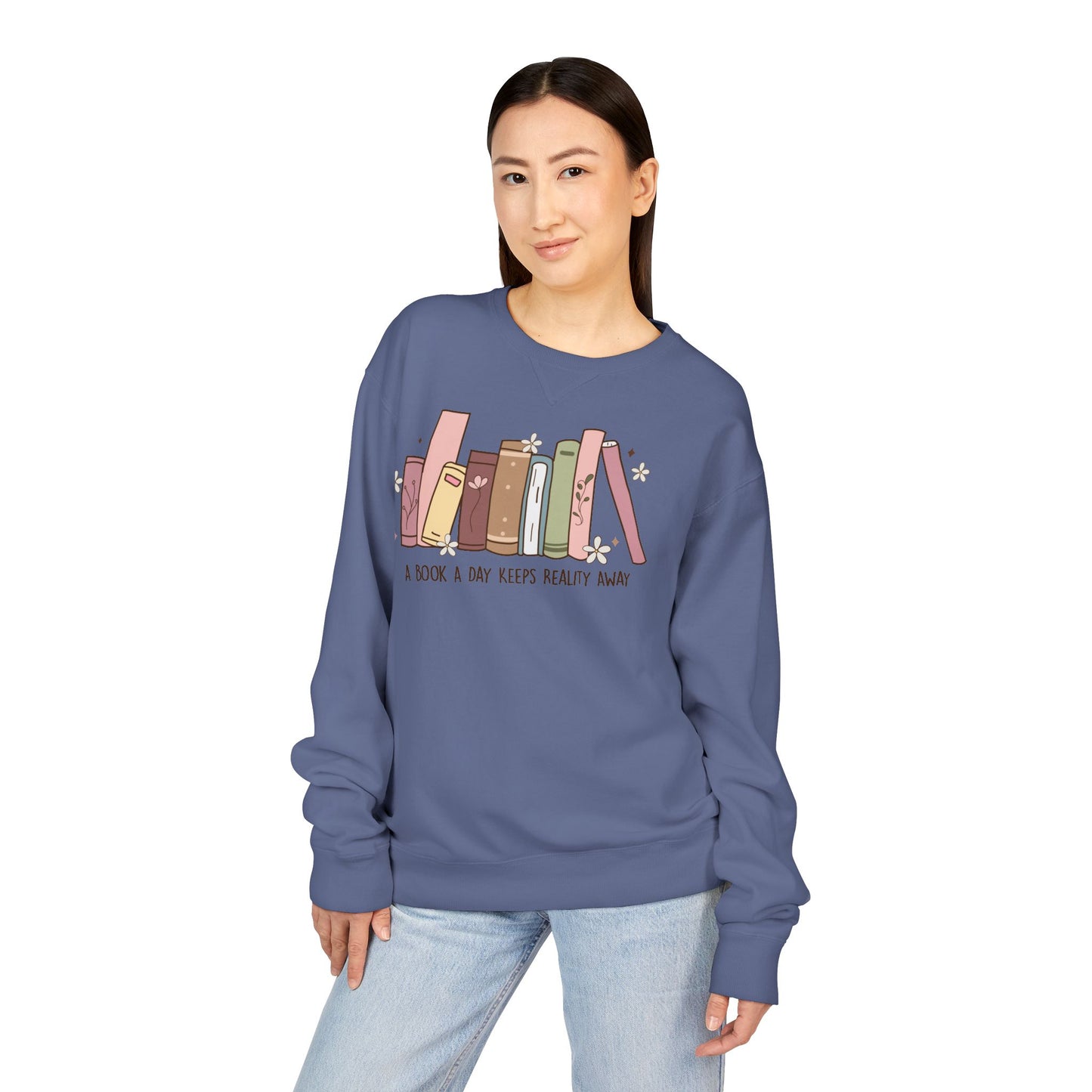 A Book A Day Keeps Reality Away ComfortWash® Garment Dyed Crewneck Sweatshirt