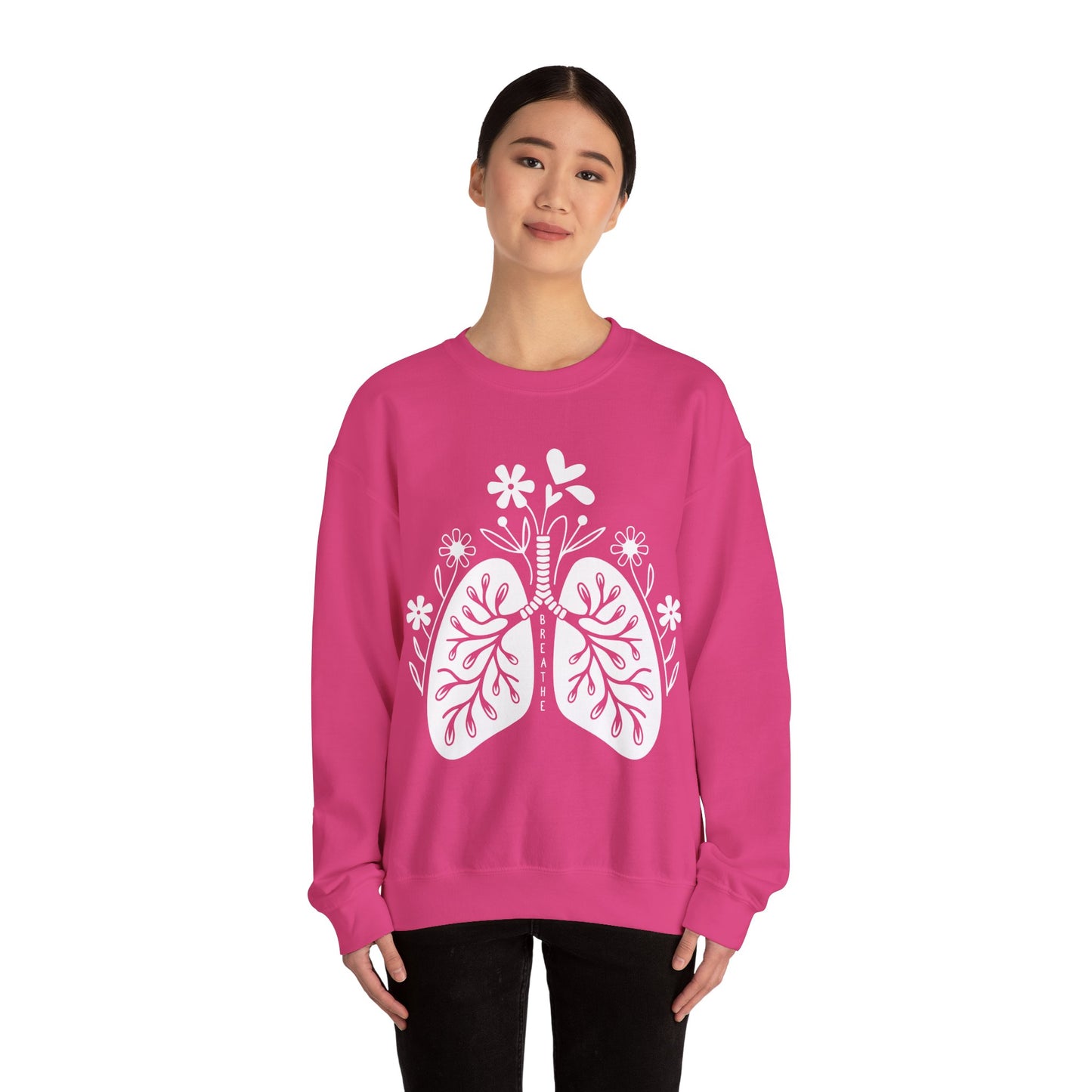 Breathe Floral Lungs Heavy Blend™ Crewneck Sweatshirt