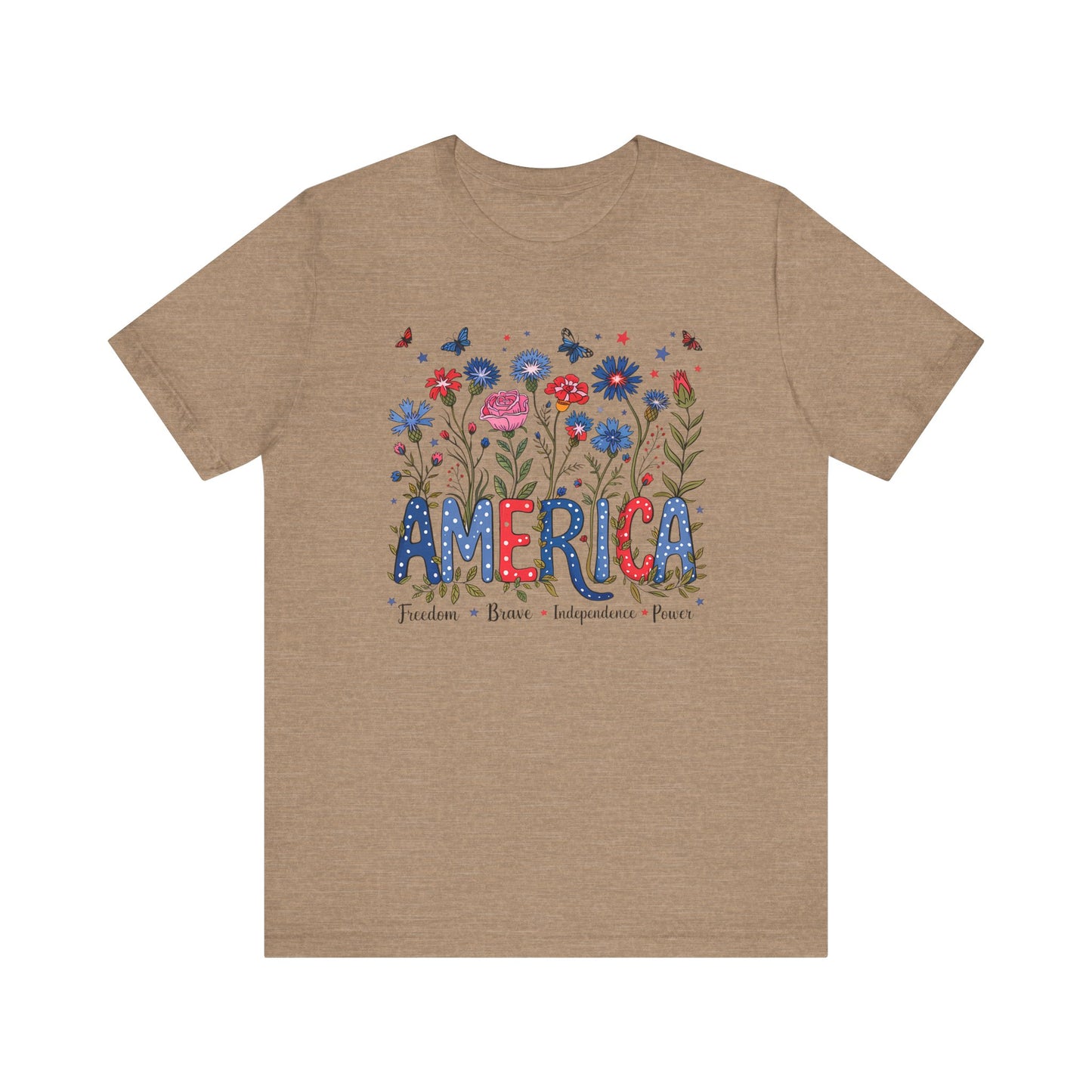 America Flowers Jersey Short Sleeve Tee