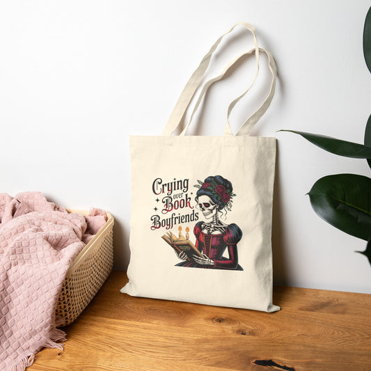 Crying Over Book Boyfriends Cotton Canvas Tote Bag