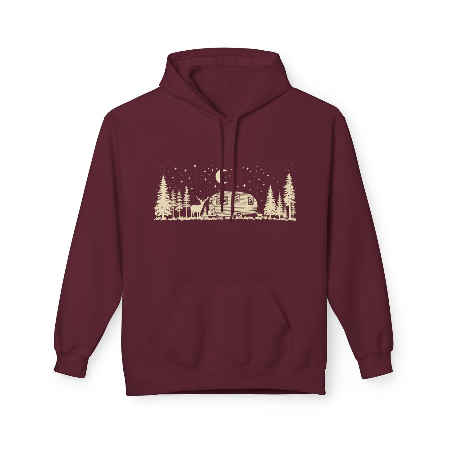 Camping Night Scene Midweight Softstyle Fleece Hoodie