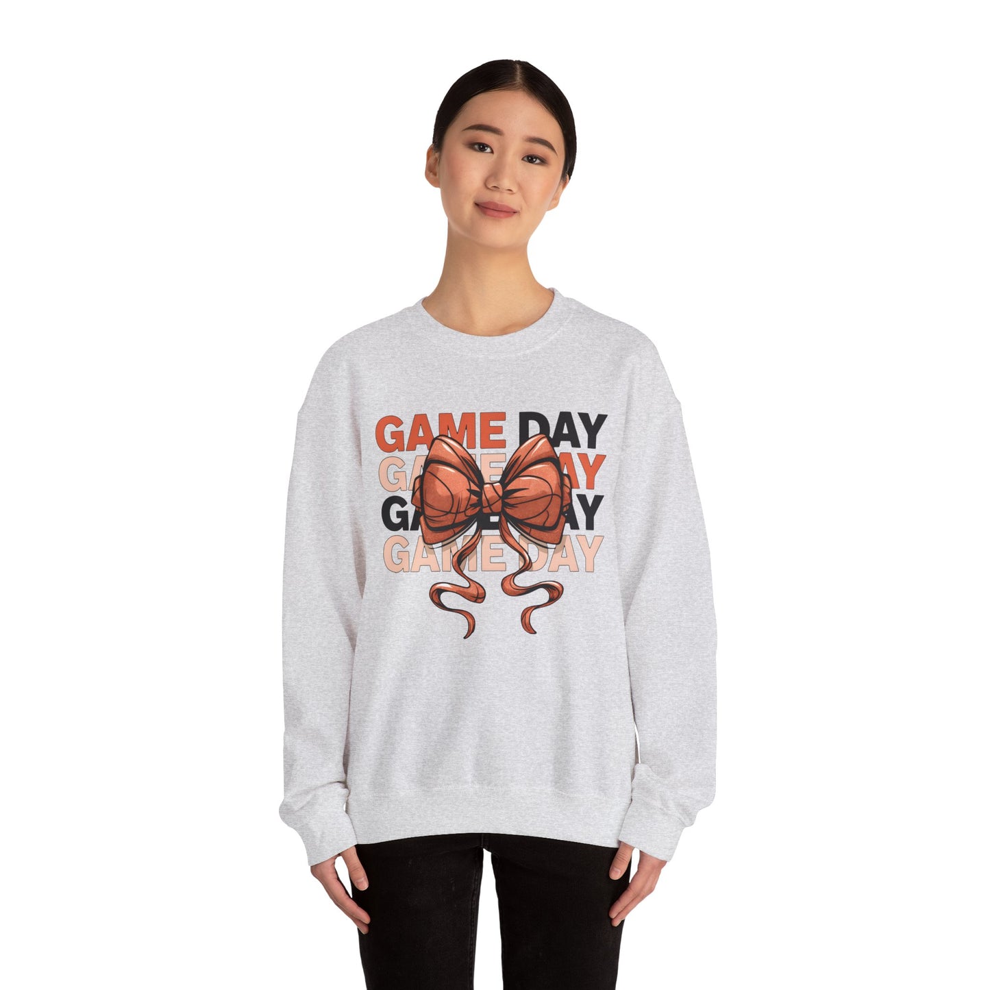 Game Day Basketball Bow Heavy Blend™ Crewneck Sweatshirt