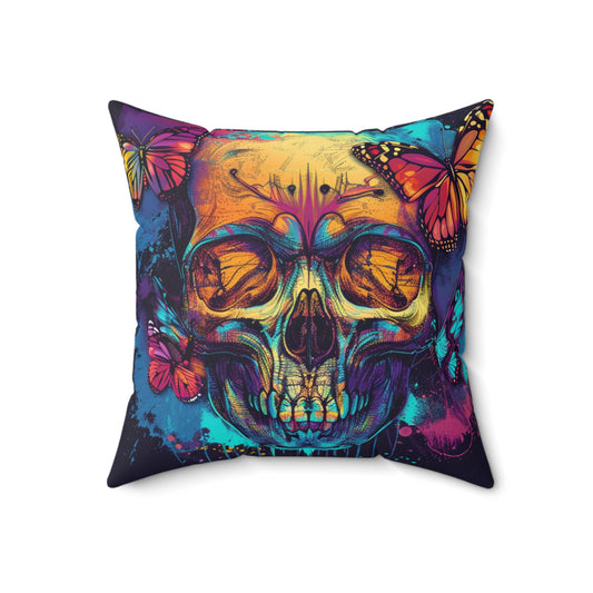 Colorful Skull Spun Polyester Square Pillow