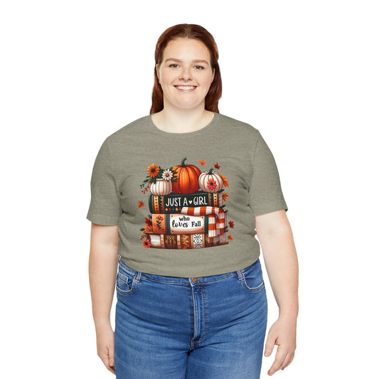 Just A Girl Who Loves Fall Jersey Short Sleeve Tee