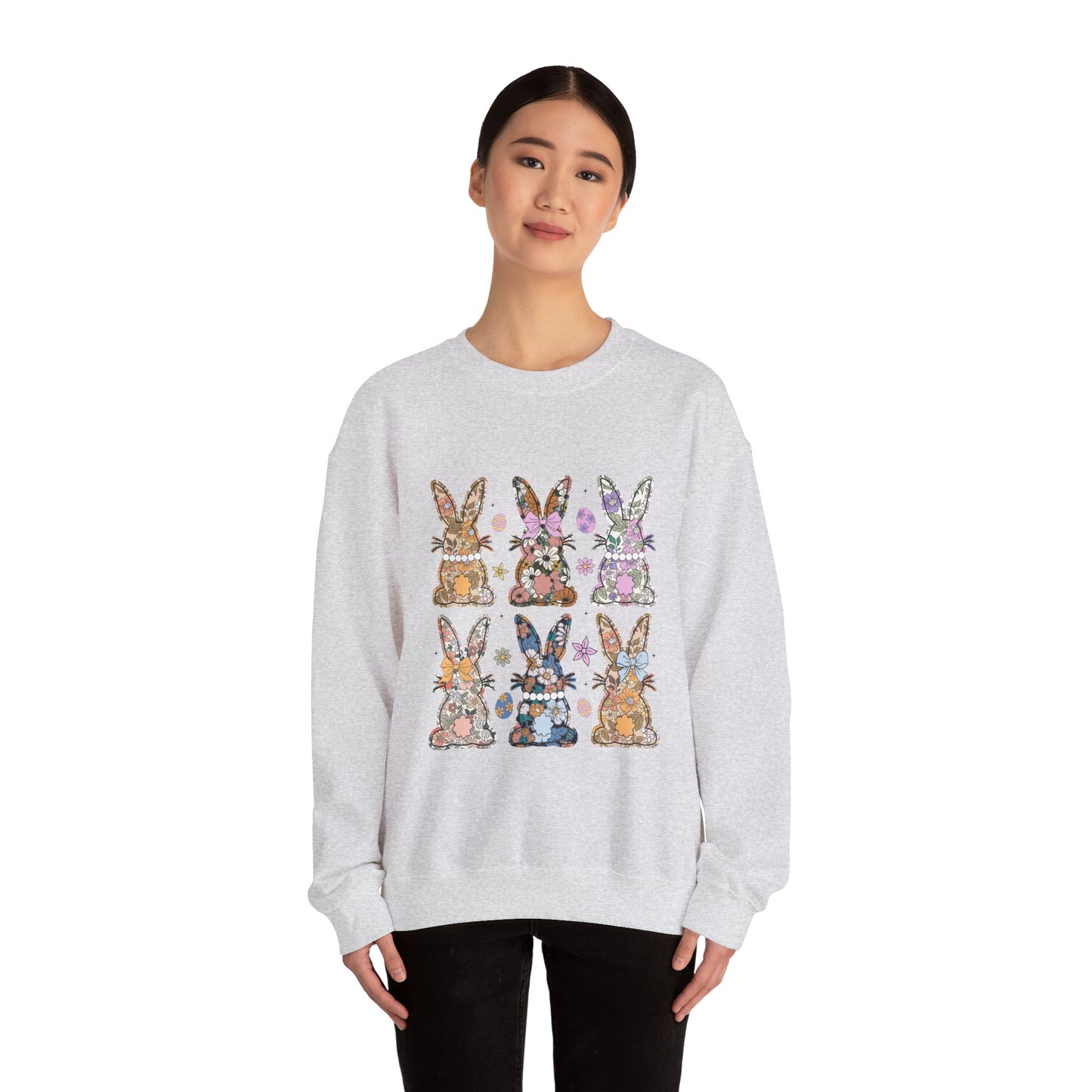 Floral Bunnies Heavy Blend™ Crewneck Sweatshirt
