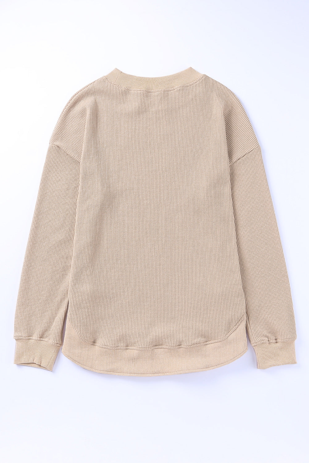 Waffle Knit Crew Neck Casual Long Sleeve Top