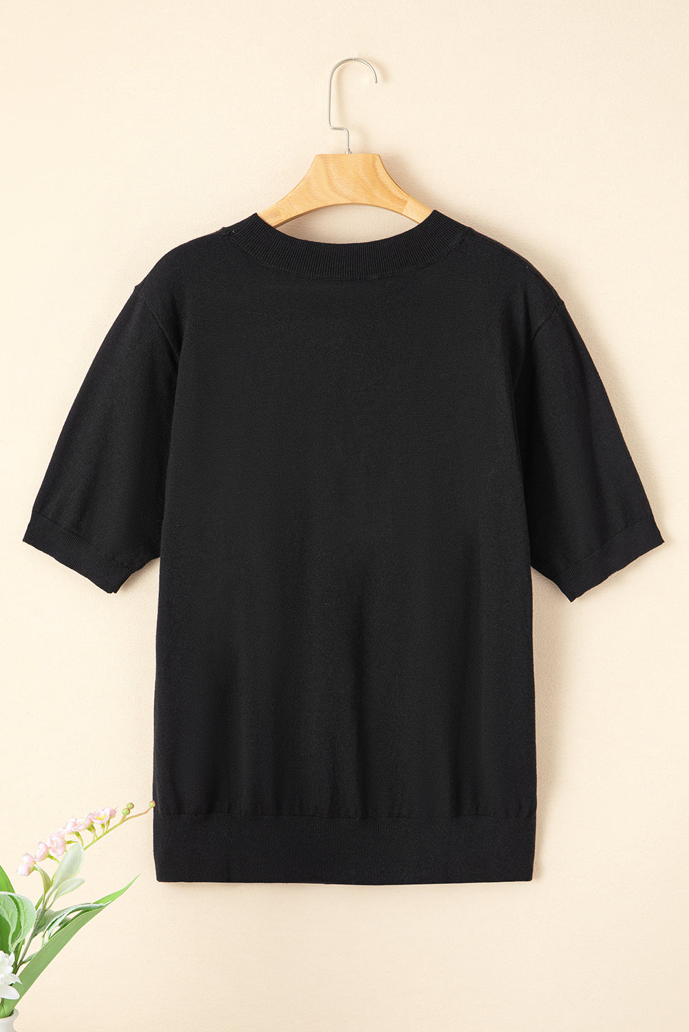 Black XOXO Glitter Print Round Neck Casual Sweater