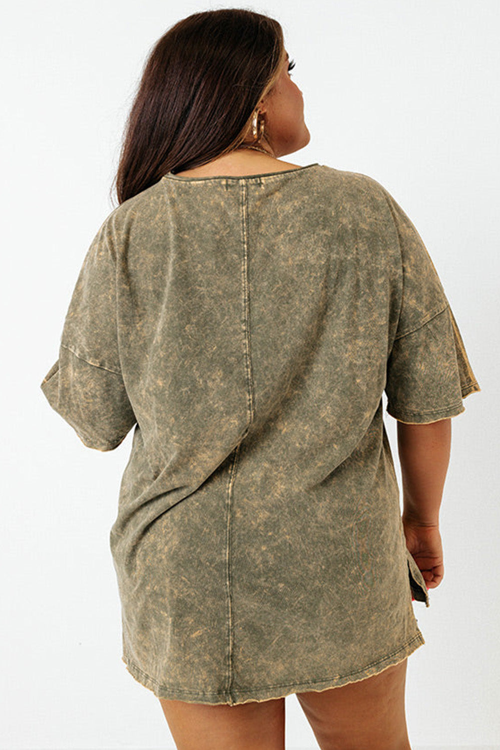 Plus Size Mineral Wash Seamed Short Sleeve T Shirt
