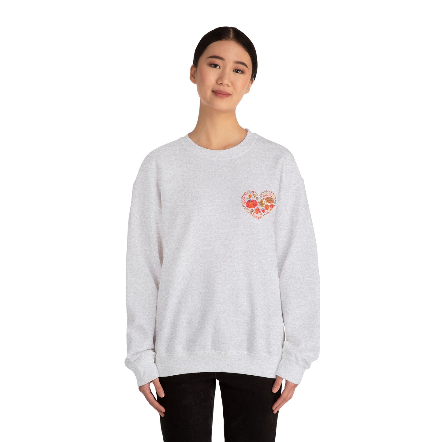 Embroidered Fall Heart Heavy Blend™ Crewneck Sweatshirt
