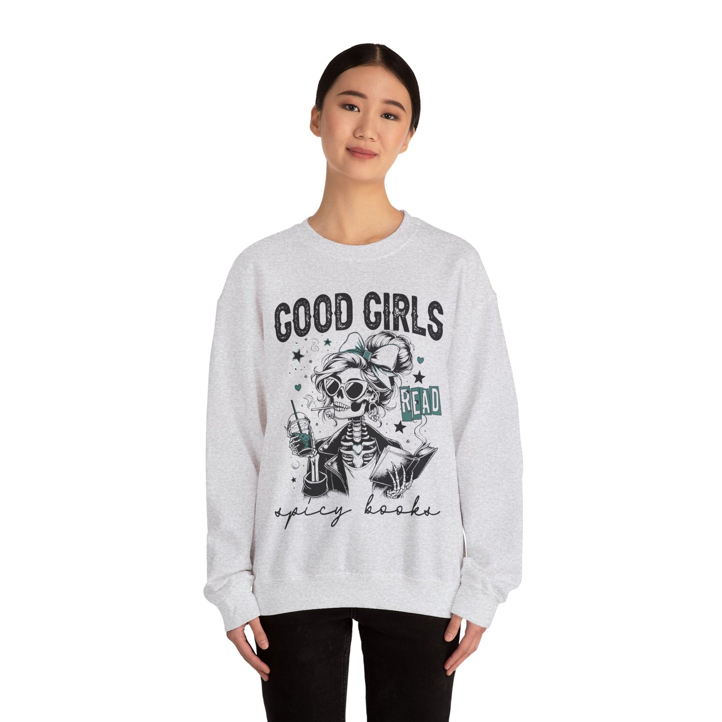Good Girls Read Spicy Books Heavy Blend™ Crewneck Sweatshirt