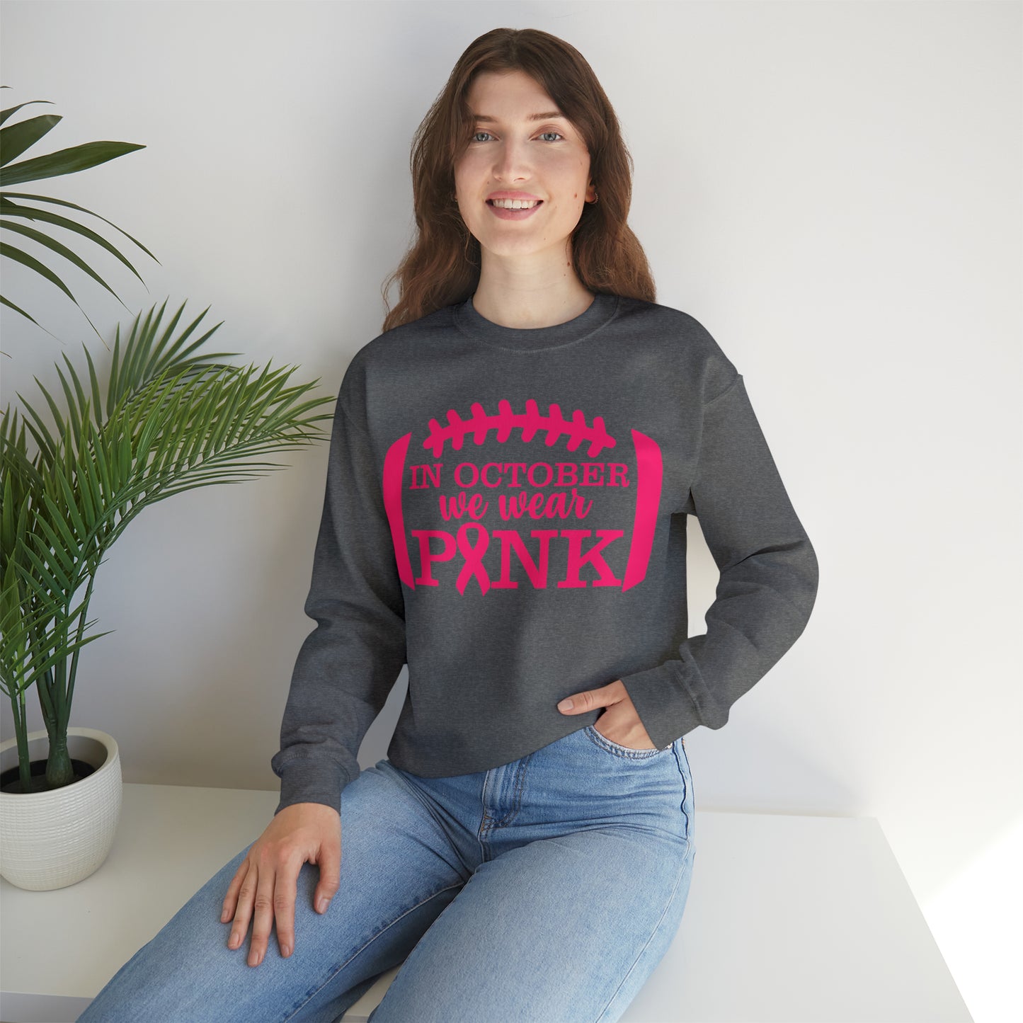 Football We Wear Pink  Heavy Blend™ Crewneck Sweatshirt