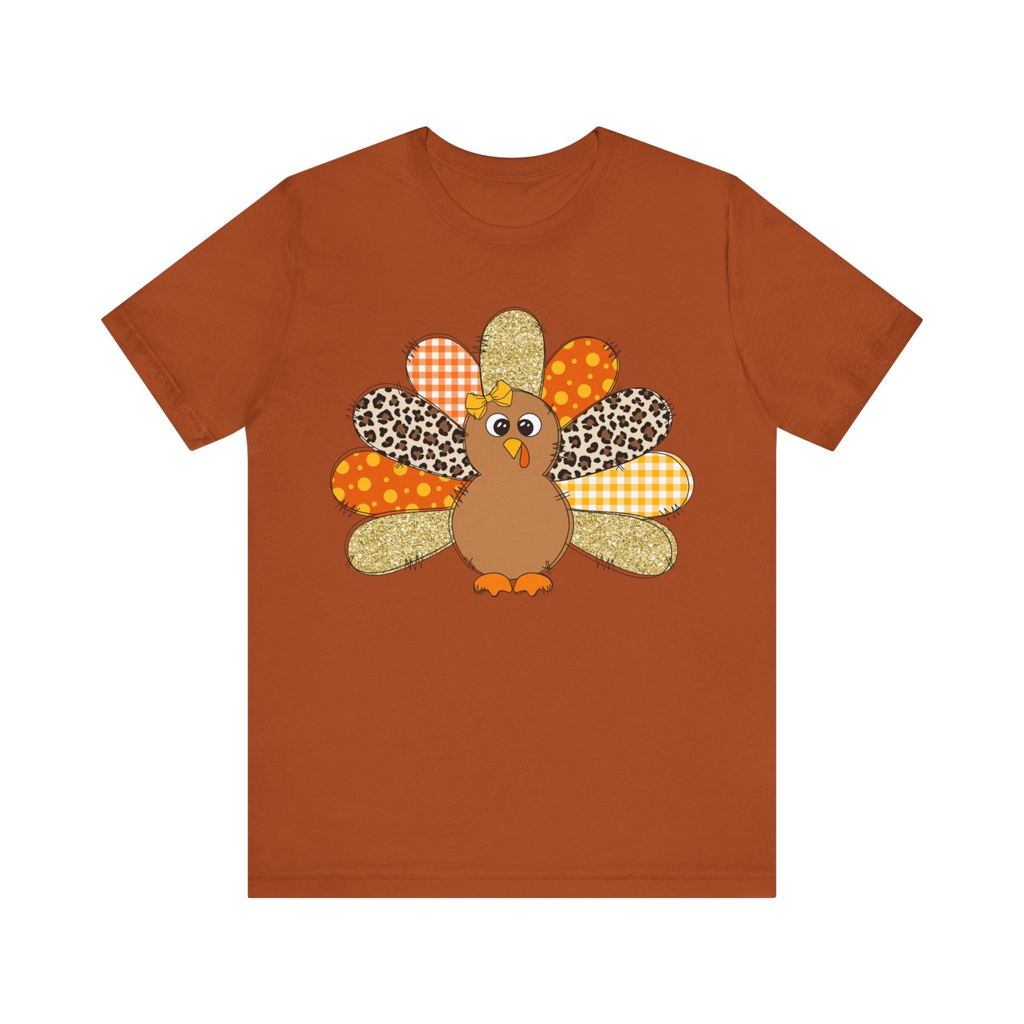 Cute Thanksgiving Turkey Jersey Short Sleeve Tee