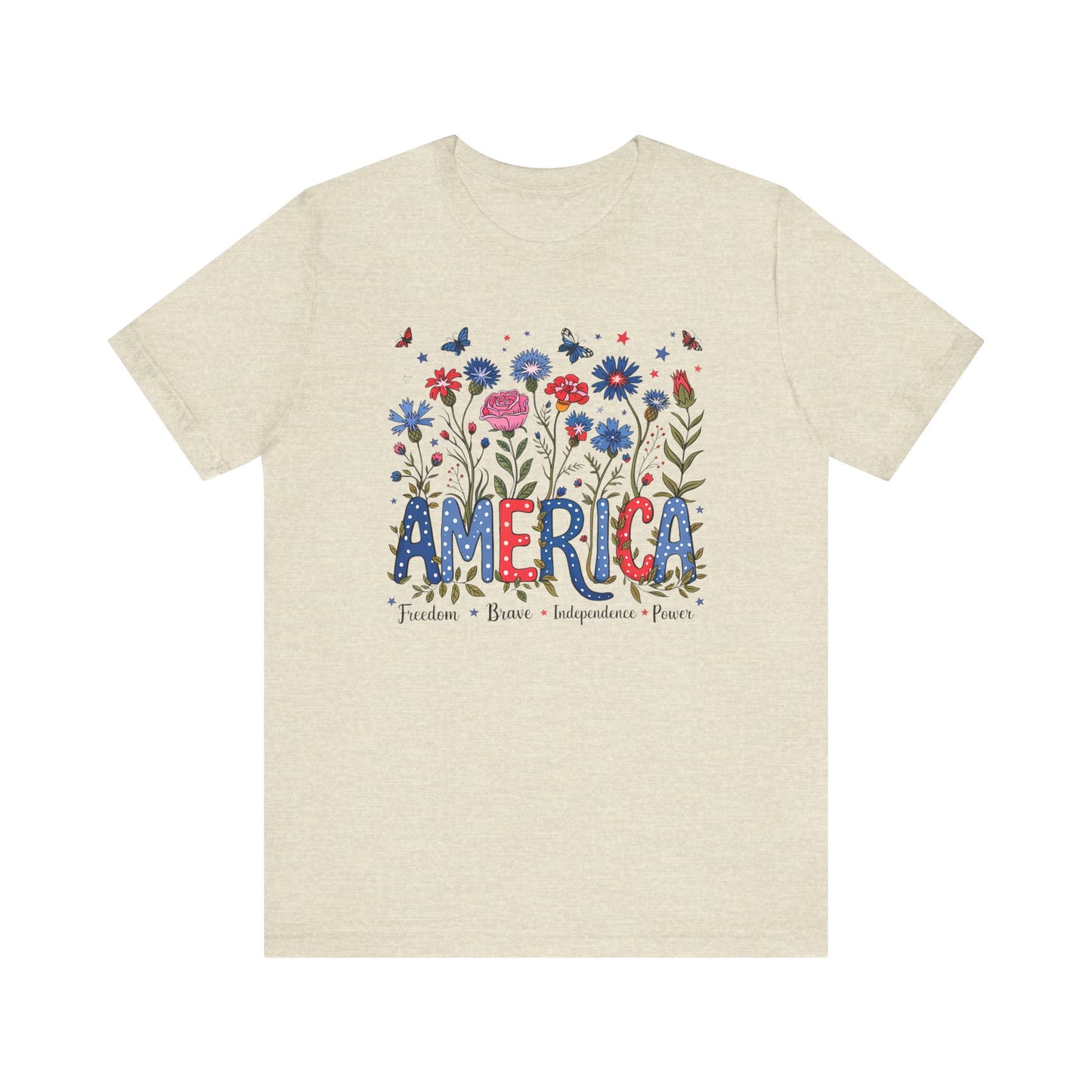 America Flowers Jersey Short Sleeve Tee