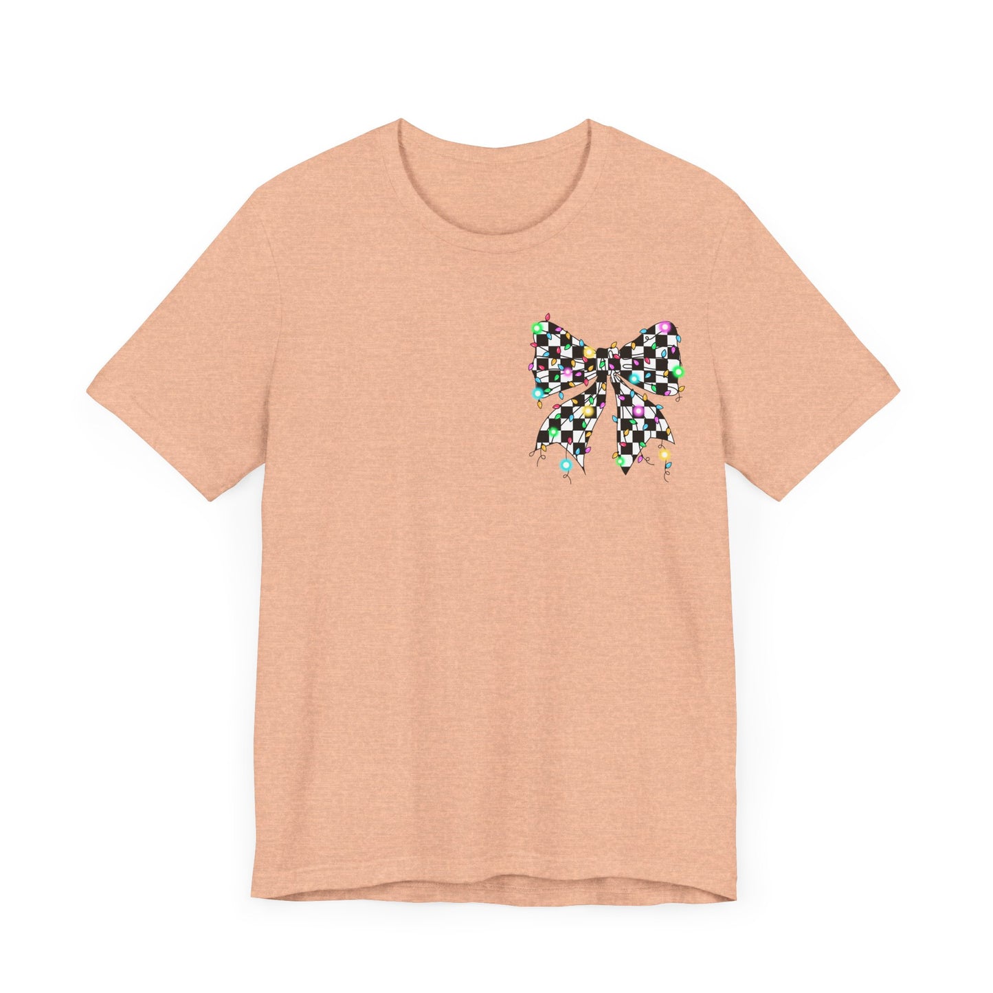 Checkered Lighted Bow Jersey Short Sleeve Tee