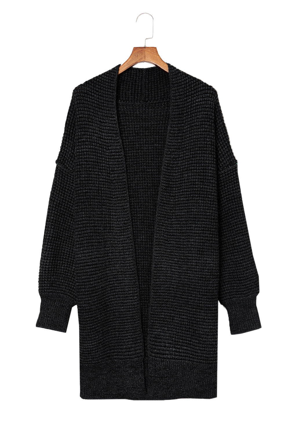 Apricot Chunky Waffle Knit Oversized Collar Cardigan
