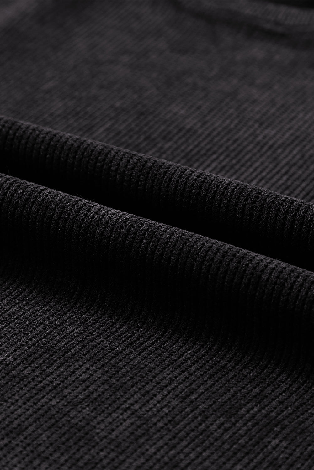 Black Plus Size Corded Round Neck Sweatshirt