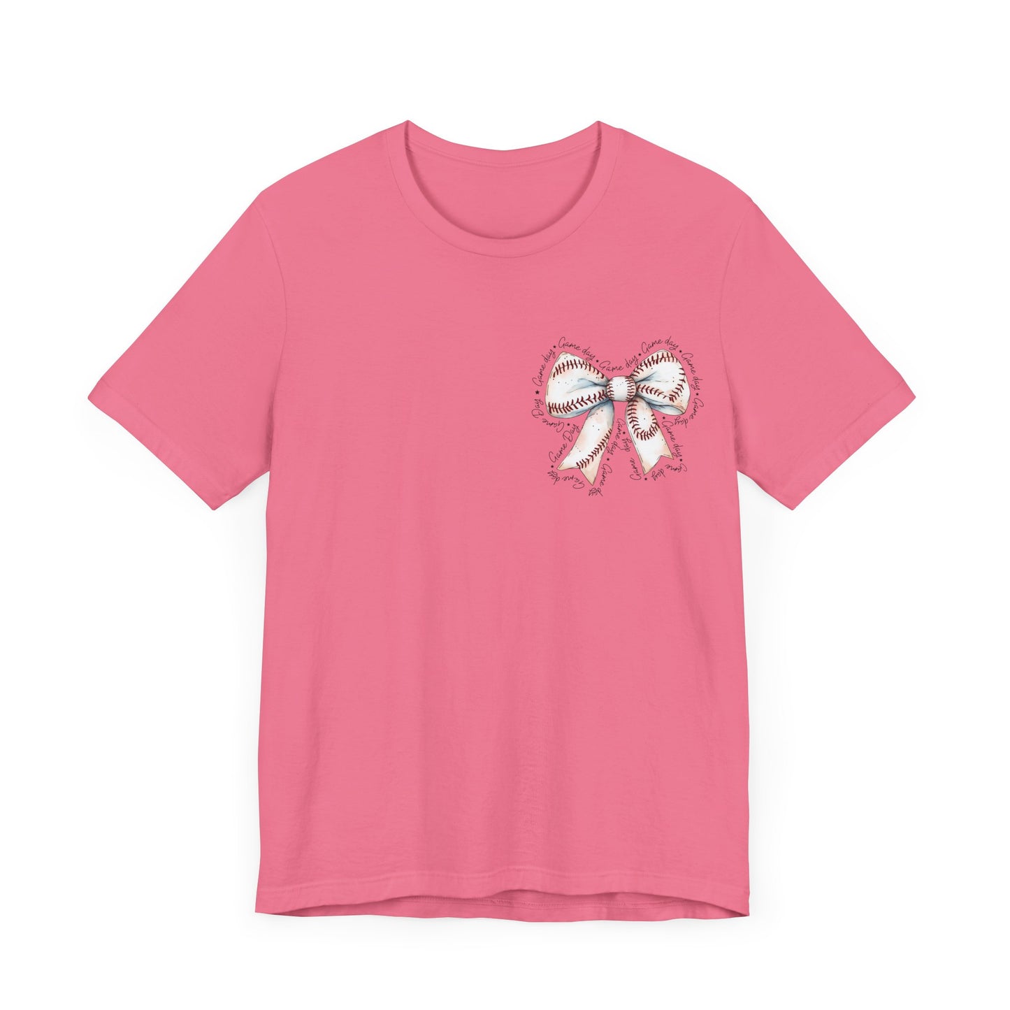Baseball Game Day Bow Pocket Jersey Short Sleeve Tee
