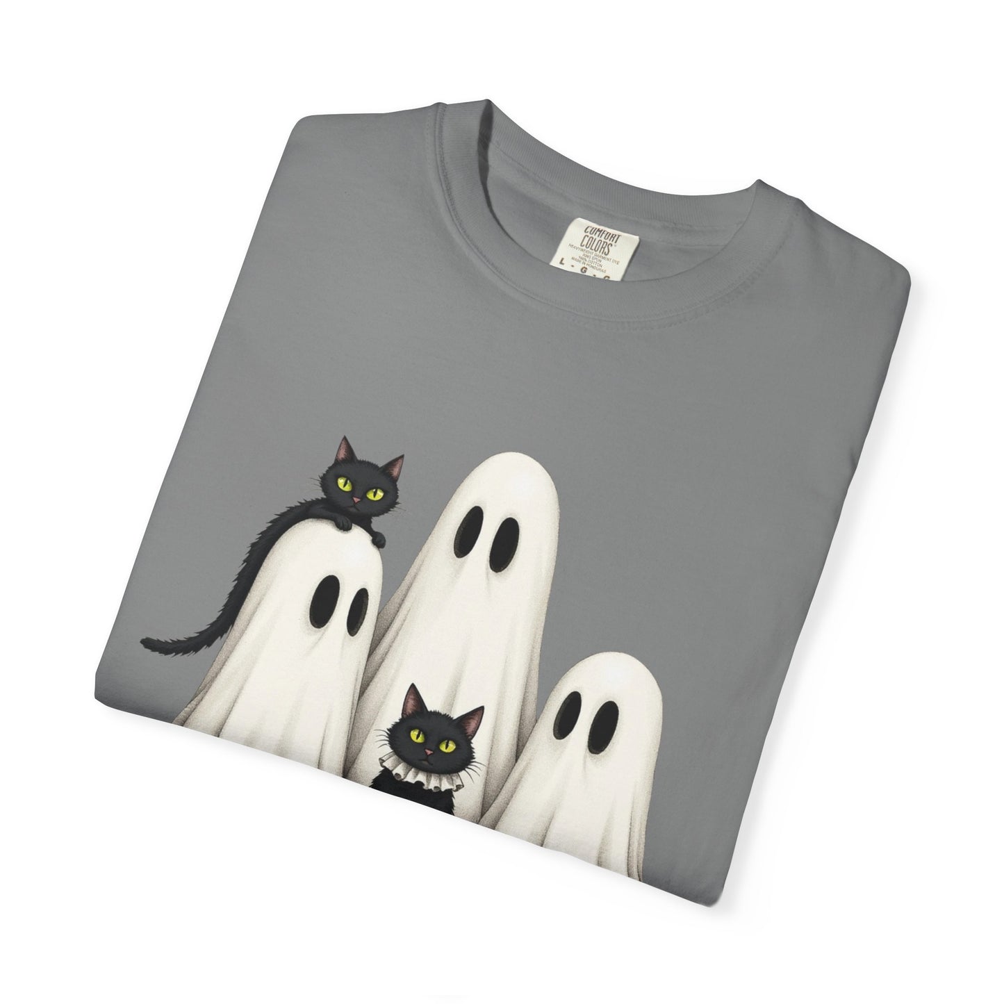 Black Cat and Ghosts  Garment-Dyed T-shirt