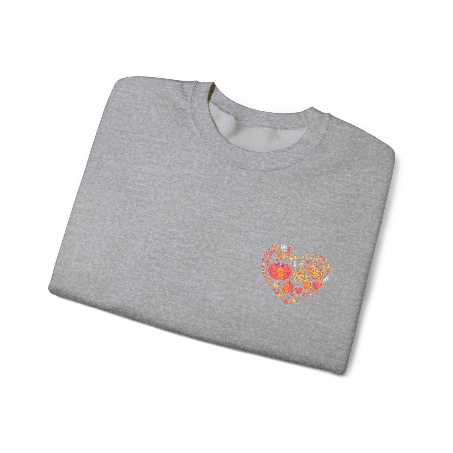 Embroidered Fall Heart Heavy Blend™ Crewneck Sweatshirt