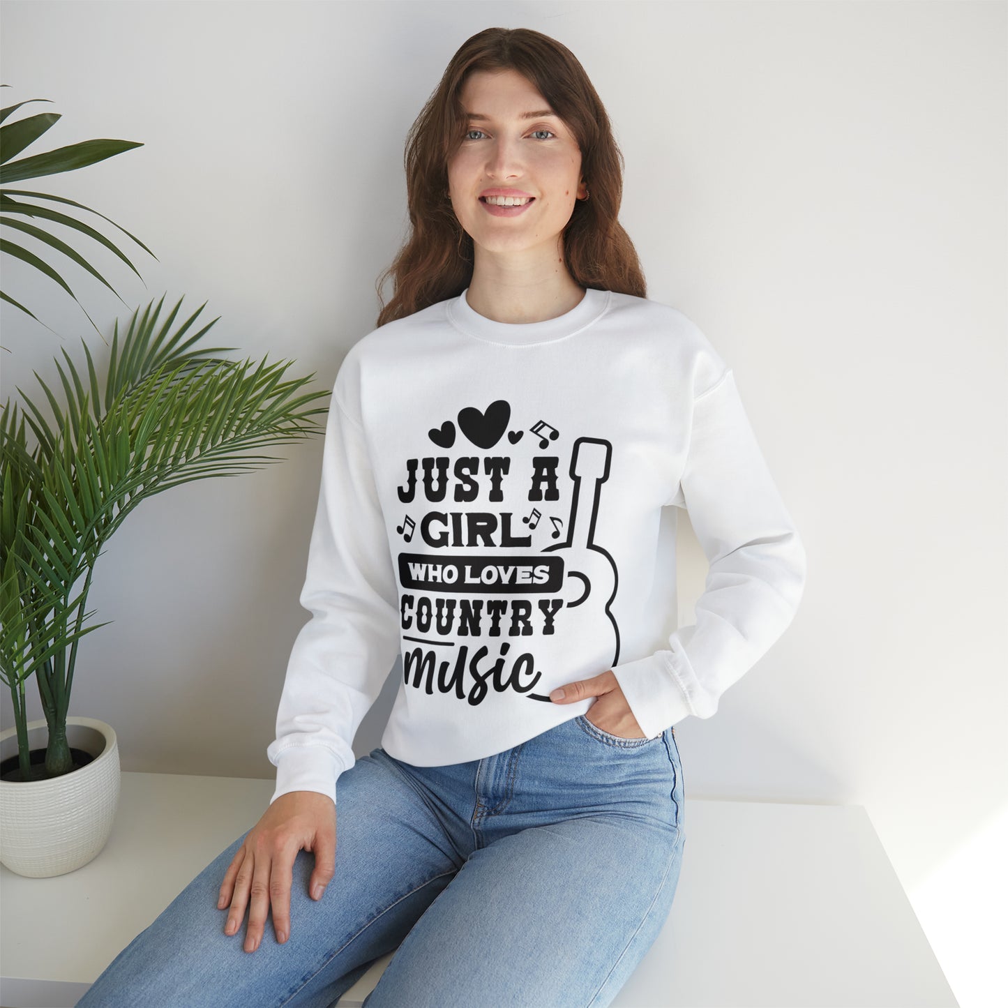 Just a Girl Who Loves Country Music Heavy Blend™ Crewneck Sweatshirt