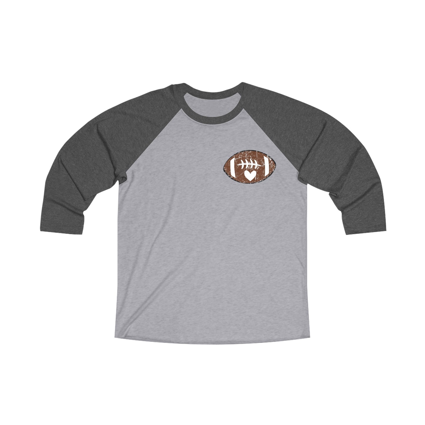 Football Heart Tri-Blend 3\4 Raglan Tee