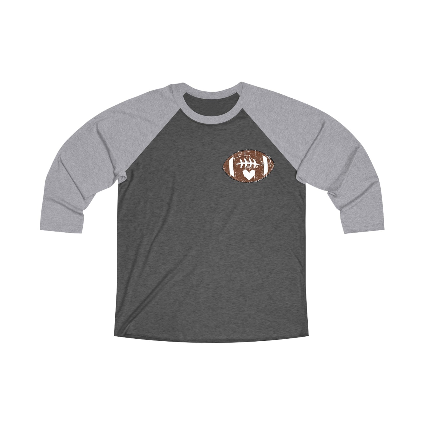 Football Heart Tri-Blend 3\4 Raglan Tee