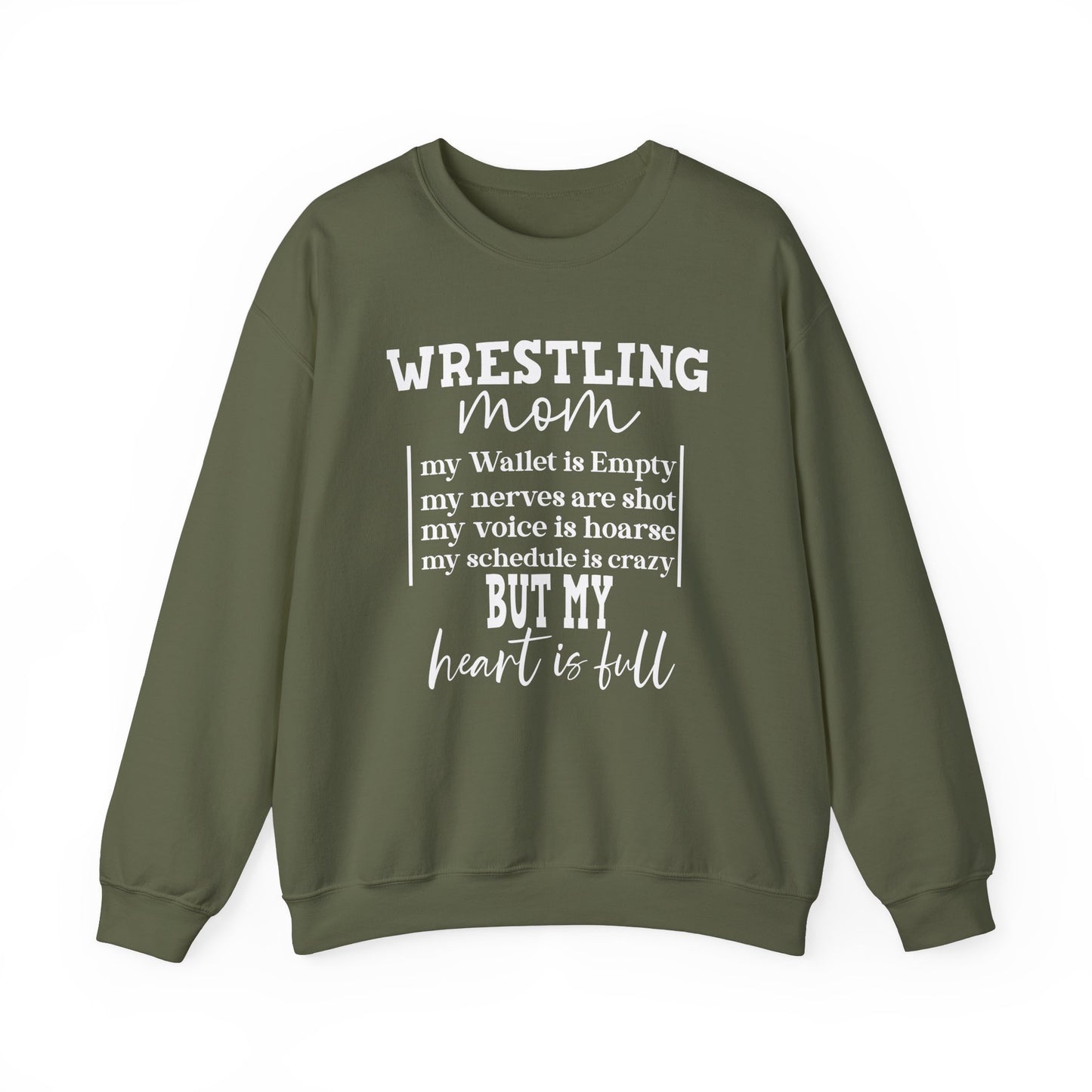 Wrestling Mom Heart Is Full Heavy Blend™ Crewneck Sweatshirt