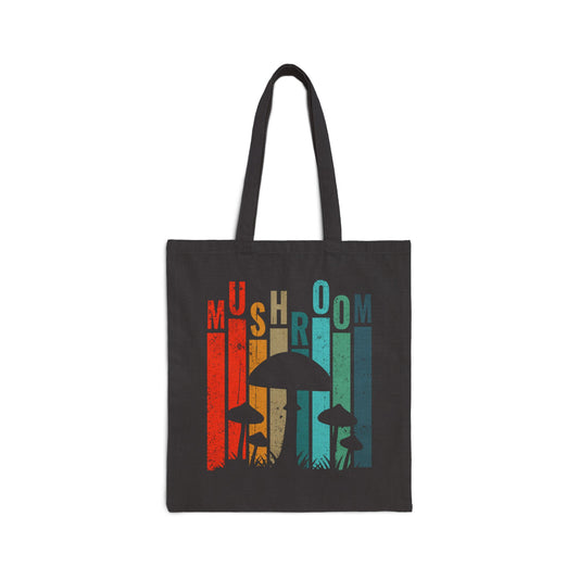 Retro Mushroom Cotton Canvas Tote Bag