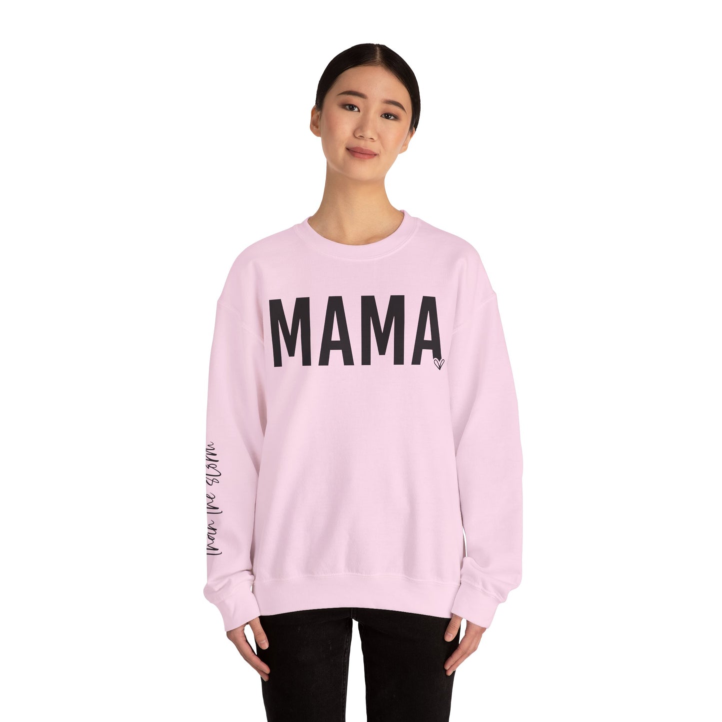 Mama Stronger Than The Storm Sleeve Heavy Blend™ Crewneck Sweatshirt