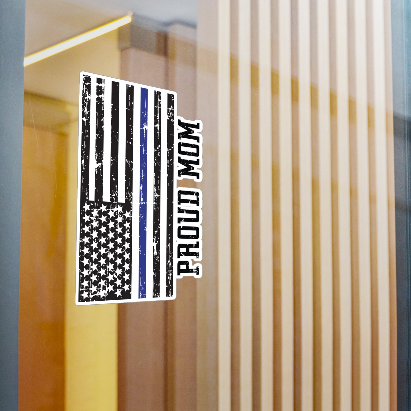 Proud Mom Blue Line Flag Kiss-Cut Vinyl Decals