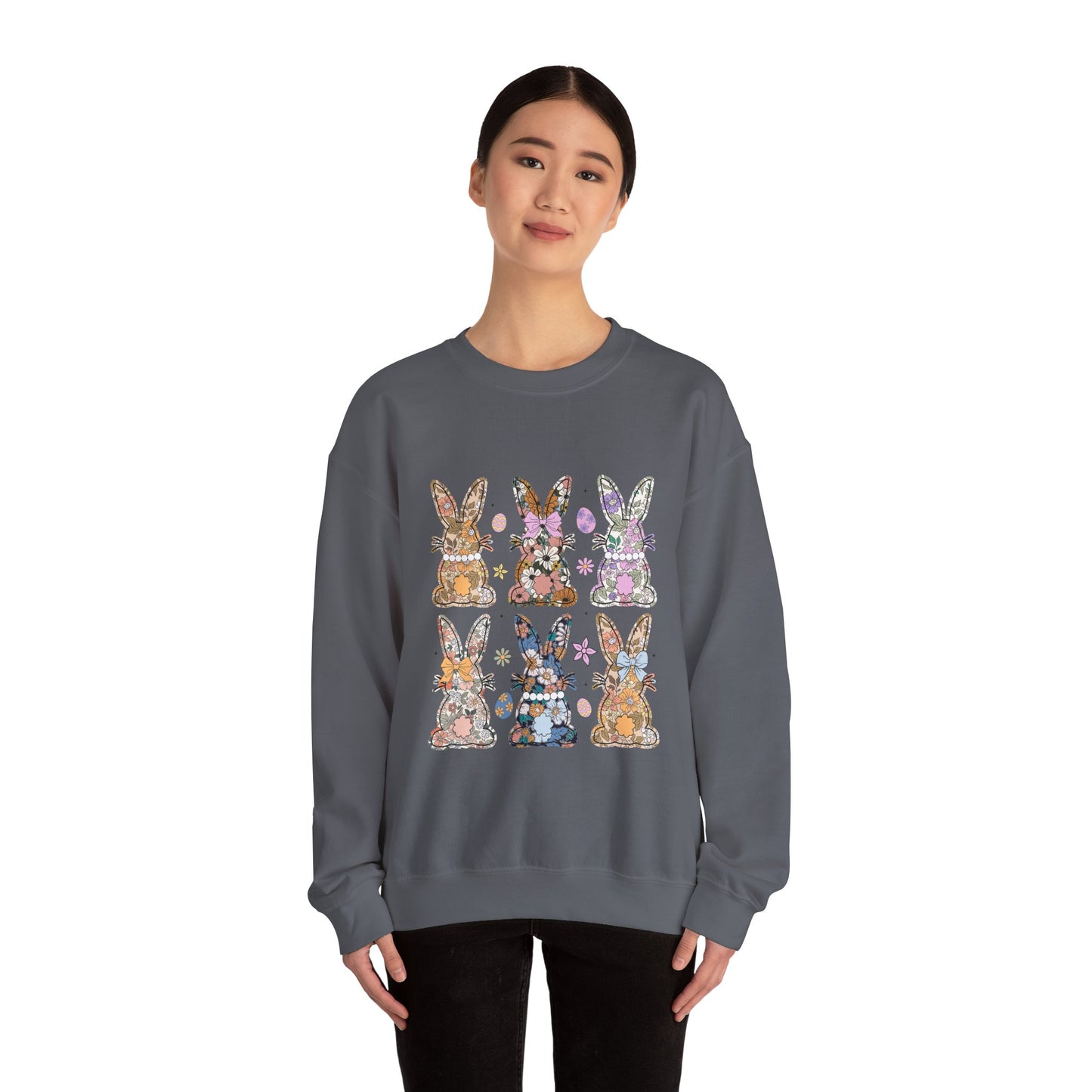 Floral Bunnies Heavy Blend™ Crewneck Sweatshirt