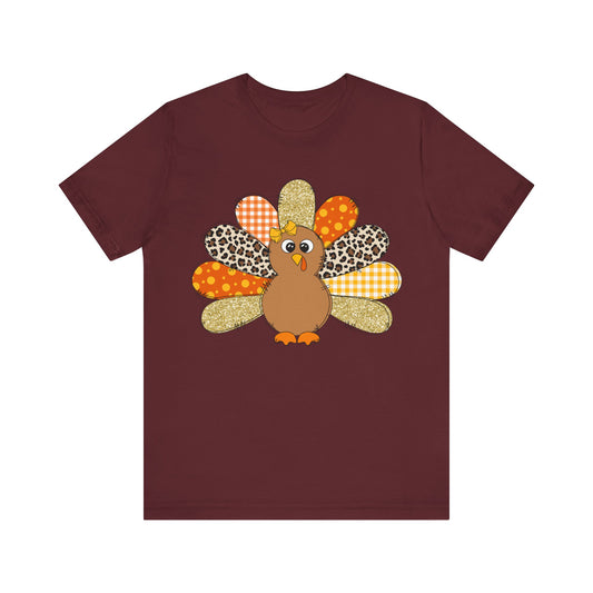 Cute Thanksgiving Turkey Jersey Short Sleeve Tee
