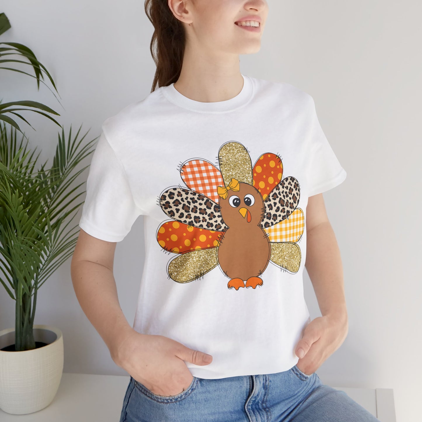 Cute Thanksgiving Turkey Jersey Short Sleeve Tee