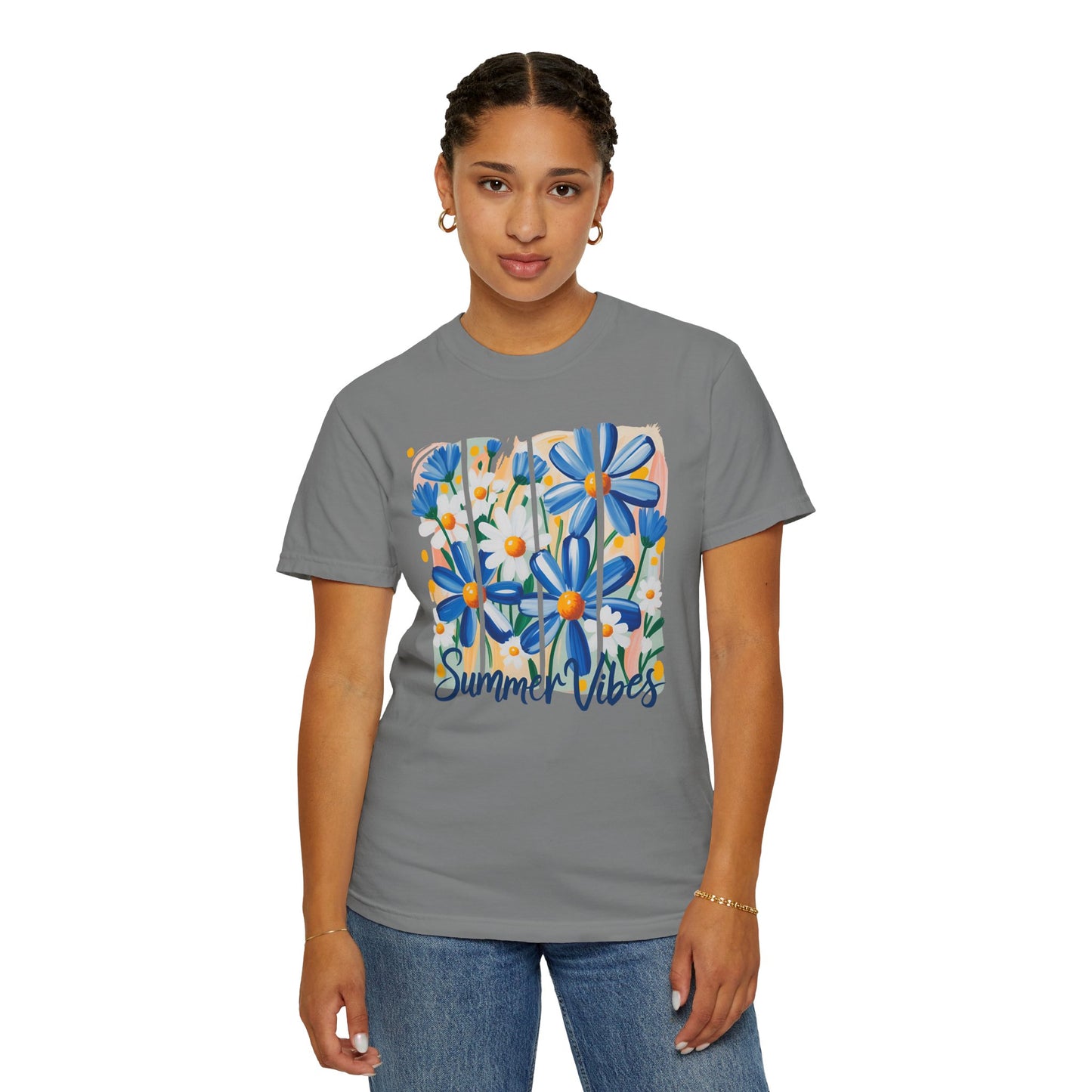 Blue Daisy Summer Vibes Garment-Dyed T-shirt
