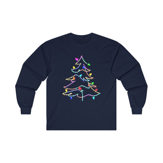 4X/5X Lighted Christmas Tree Ultra Cotton Long Sleeve