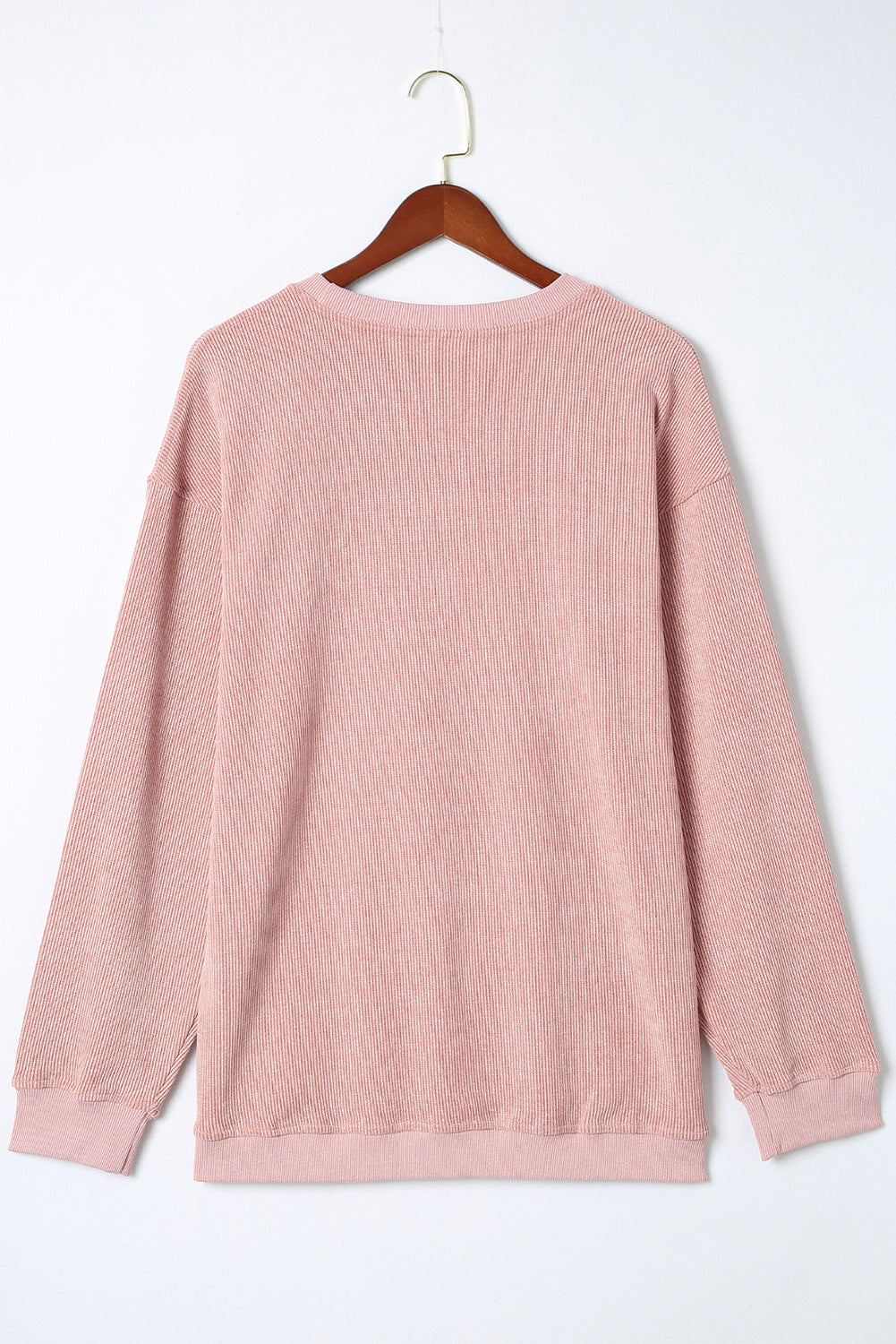 Black Plus Size Corded Round Neck Sweatshirt