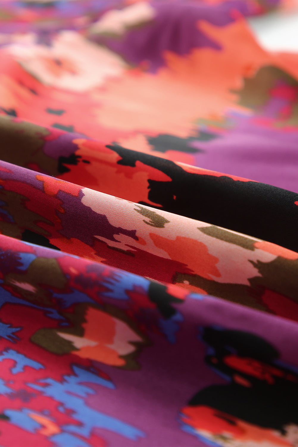 Plus Size Abstract Print V-Neck Long Sleeve Blouse