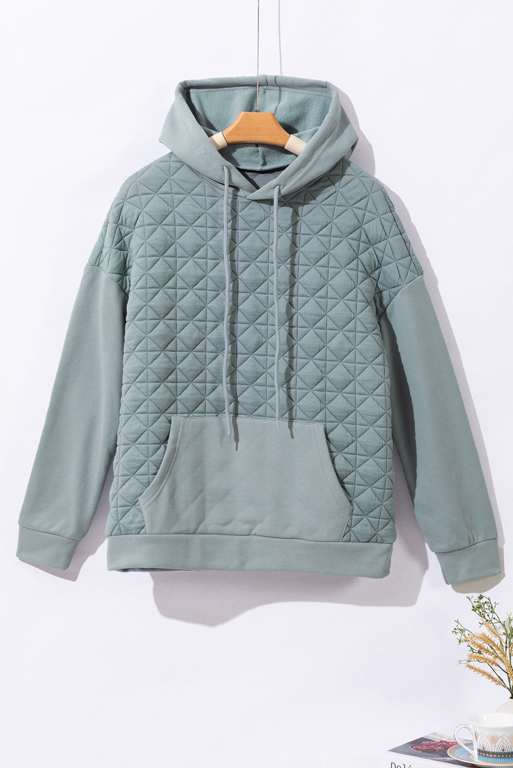 Parchment Quilted Patchwork Exposed Seam Hoodie