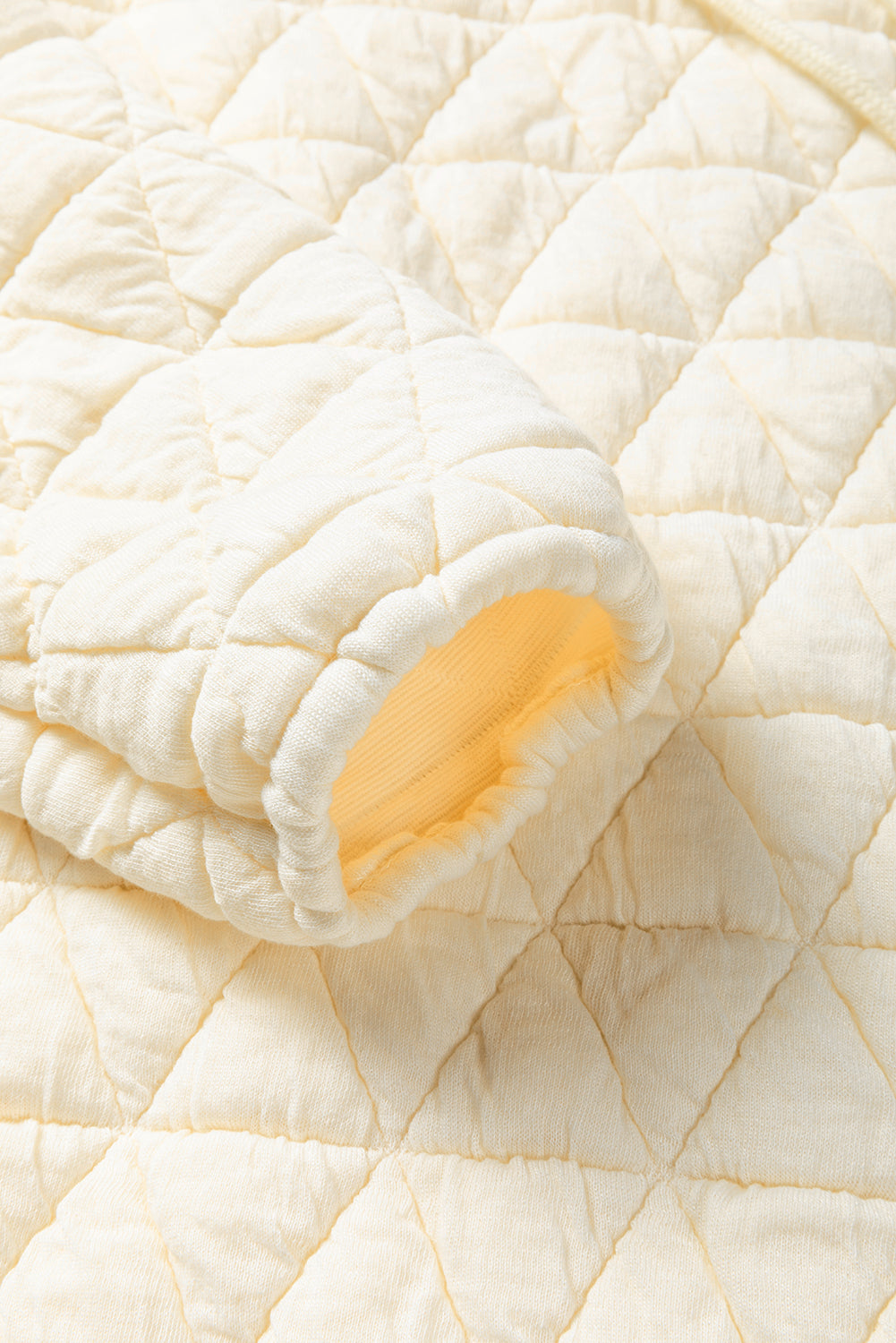 Parchment Quilted Patchwork Exposed Seam Hoodie