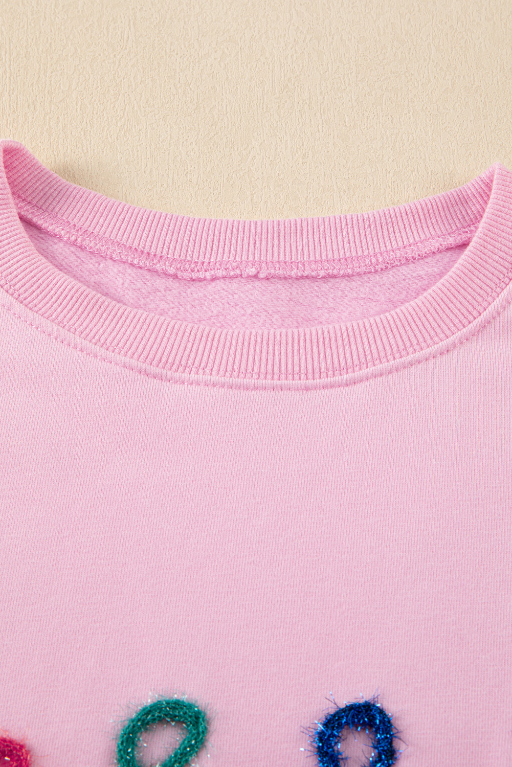 Black XOXO Glitter Print Round Neck Casual Sweater