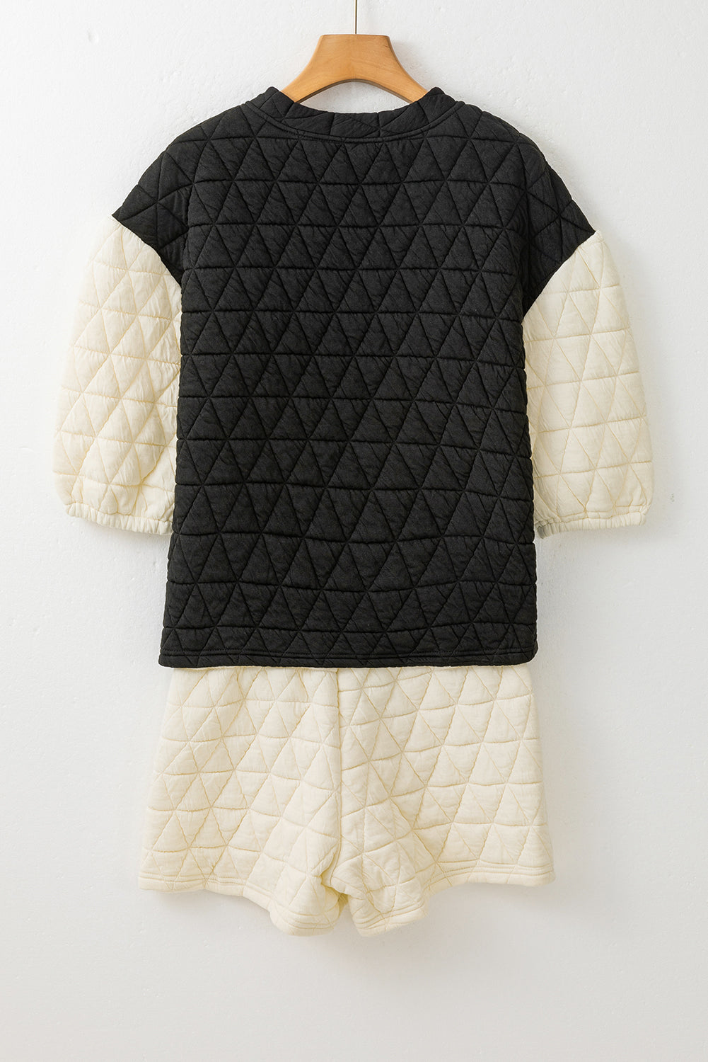 Parchment Quilted Patchwork Exposed Seam Hoodie